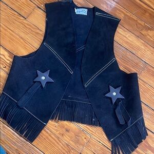 Equestrian Black Suede Vest with Fringe and Star Details - Equitem Brand